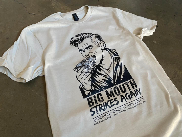 Finished Ash & Olive t-shirt, screen printed by RVA Threads