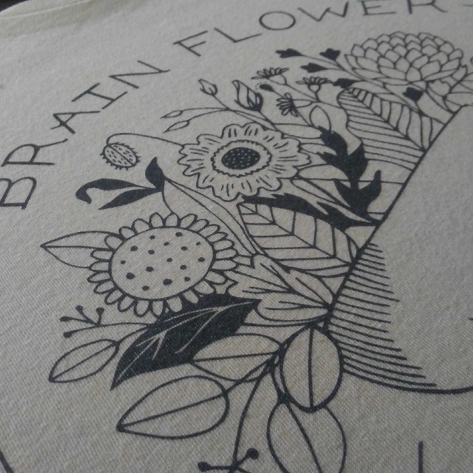 Screen printed t-shirt for Brain Flower Designs, printed by RVA Threads.