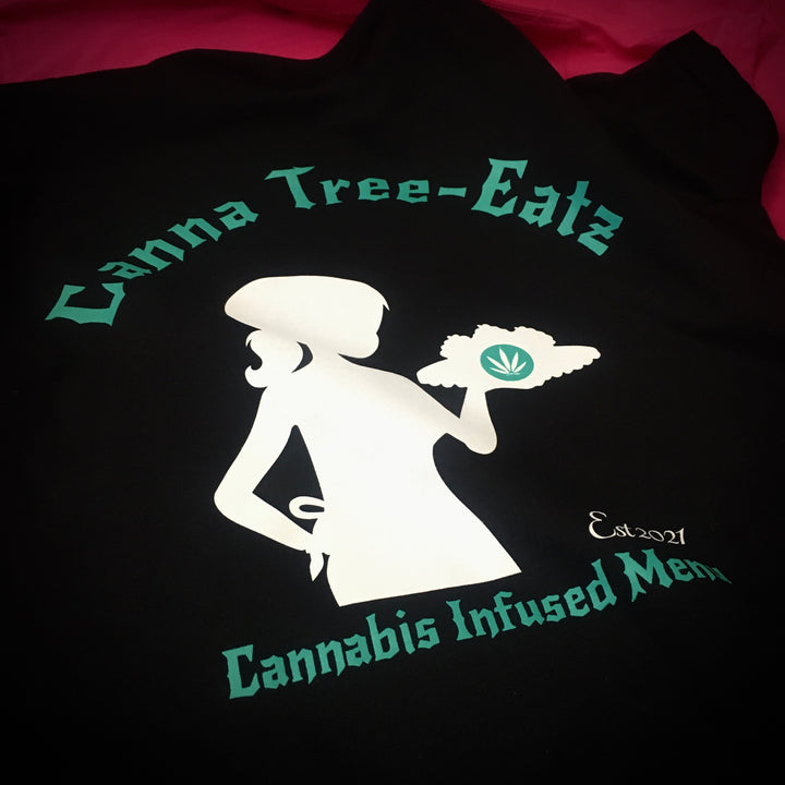 Finished Canna Tree Eatz t-shirt, screen printed by RVA Threads