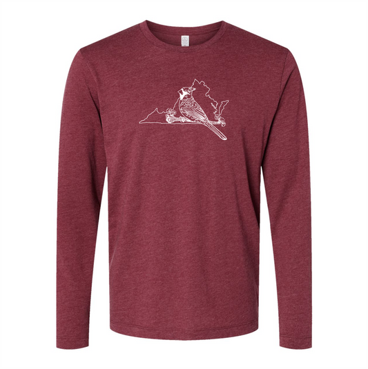 *MEDIUM ONLY/CLEARANCE* Cardinal Long Sleeve - Heather Currant/White