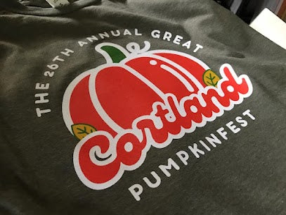 Finished Cortland Pumpkinfest t-shirt, screen printed by RVA Threads
