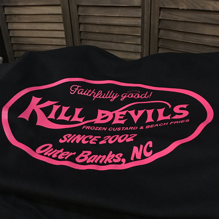 Finished Kill Devils Custard t-shirt back print, screen printed by RVA Threads