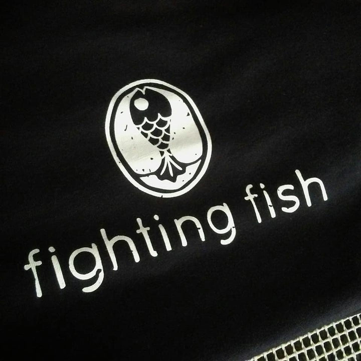 Finished Fighting Fish t-shirt, screen printed by RVA Threads