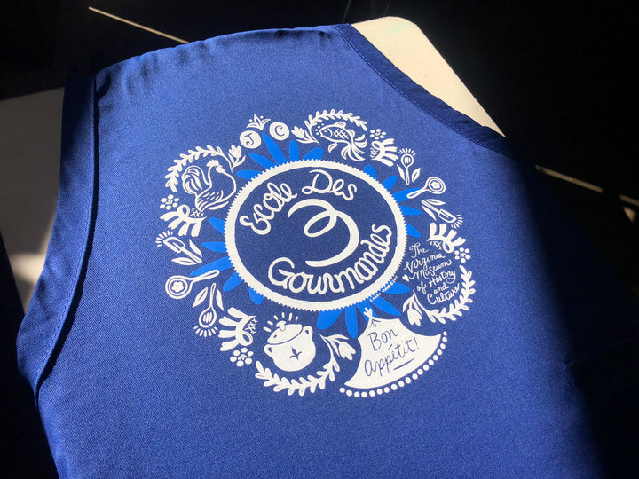 Finished Flourish Creative apron, screen printed by RVA Threads
