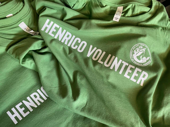Finished Henrico County t-shirt, screen printed by RVA Threads