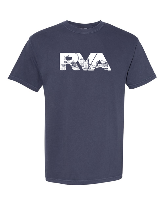 RVA Logo Skyline T-Shirt - Navy/White