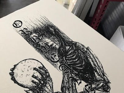 Finished Orbweaver t-shirt, screen printed by RVA Threads