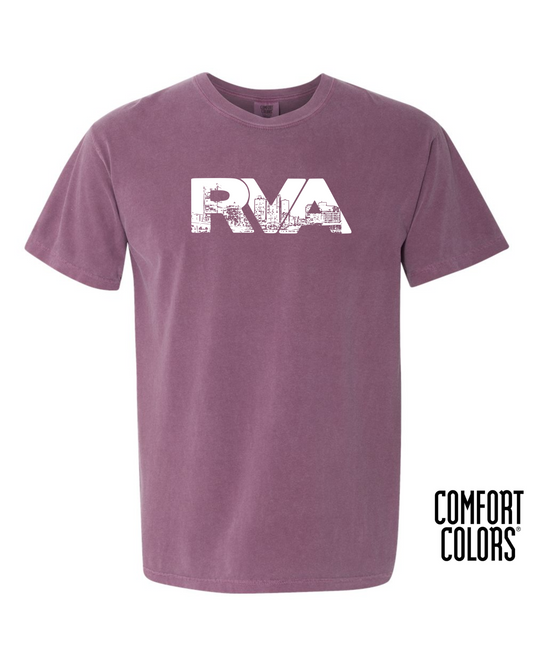 RVA Logo Skyline T-Shirt - Berry/White