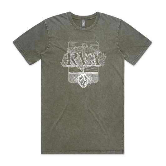 Rooted T-Shirt - Stone Wash Moss/White