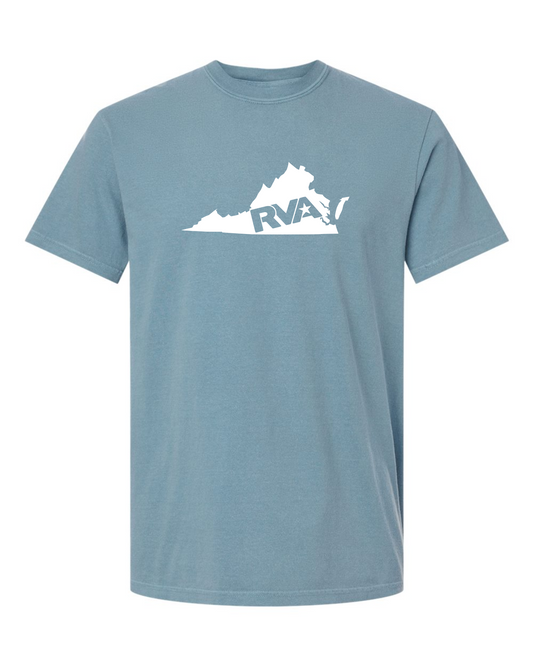 RVA State T-Shirt - Ice Blue/White