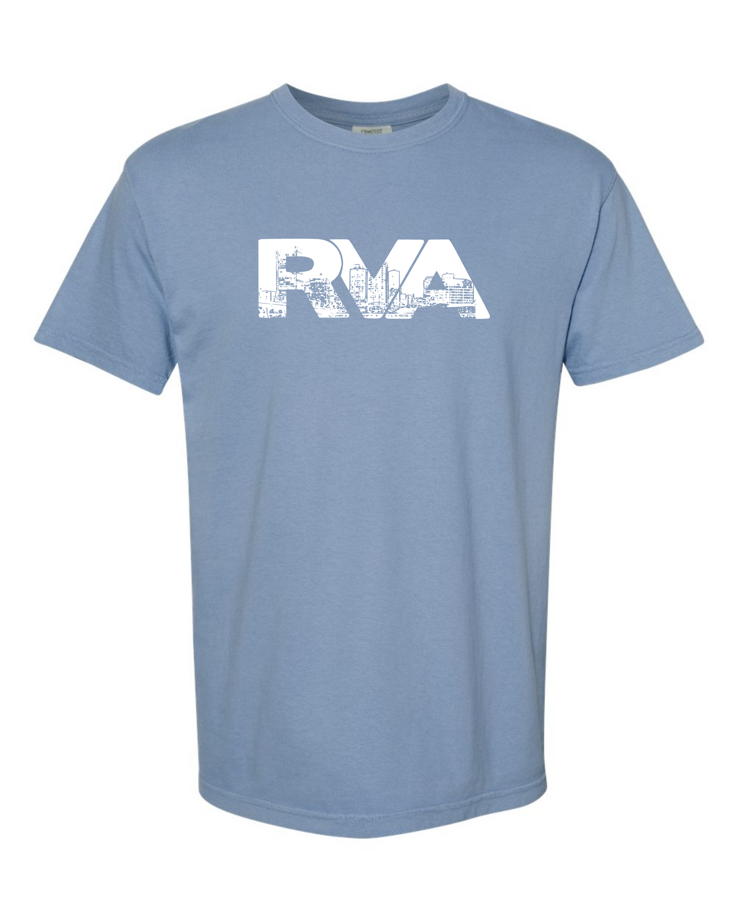 RVA Logo Skyline T-Shirt - Washed Denim/White