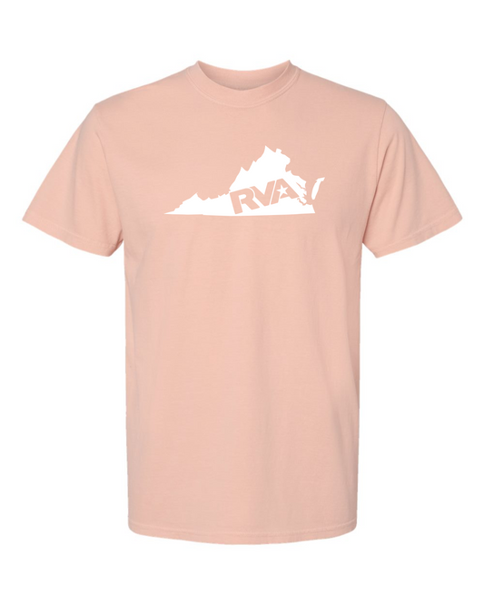 RVA State T-Shirt - Peachy/White