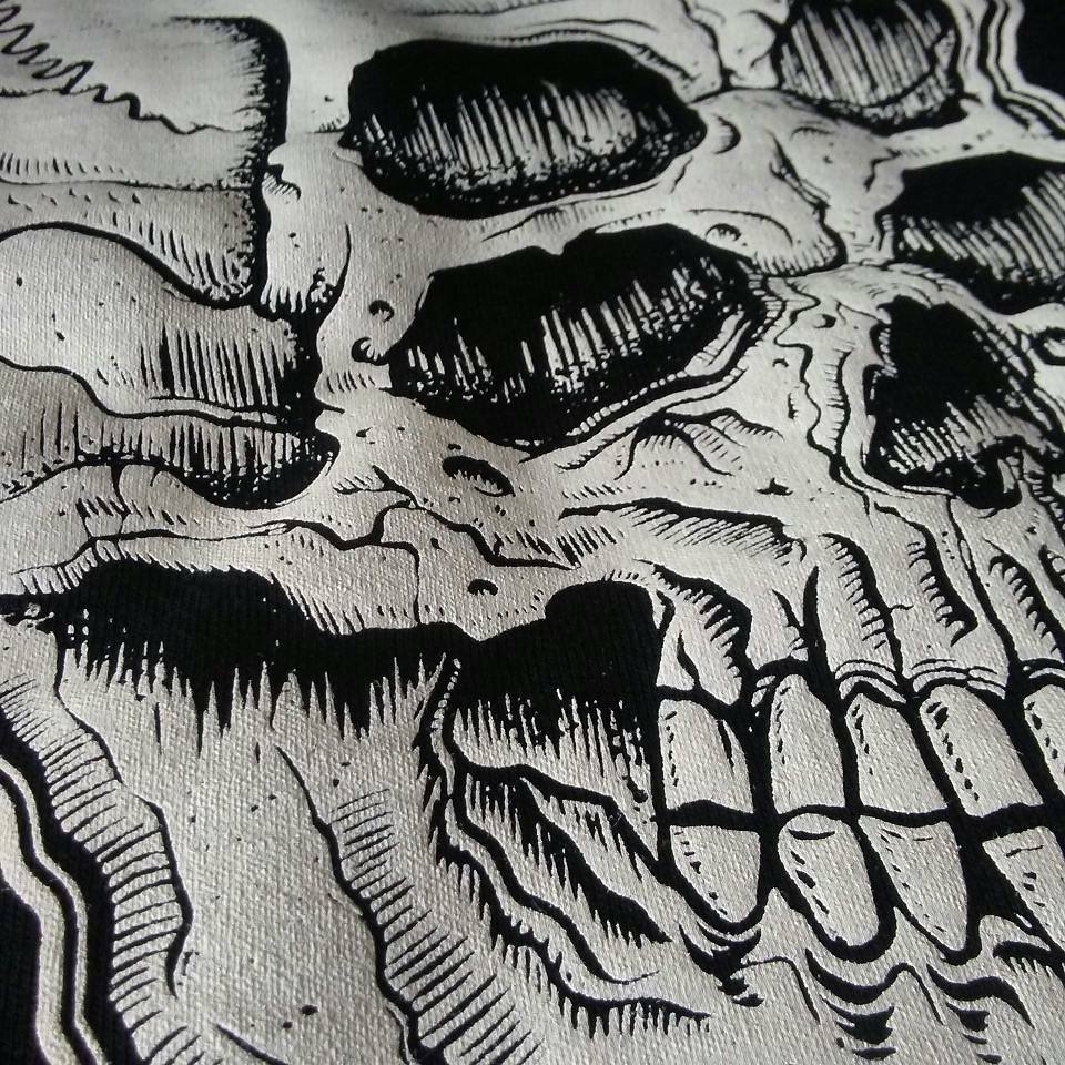 Screen printed artwork by Burrito Breath features Bonehead design.