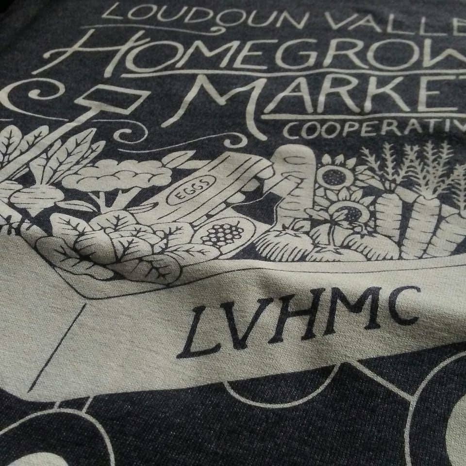 Custom screen printed farmers market t-shirt.