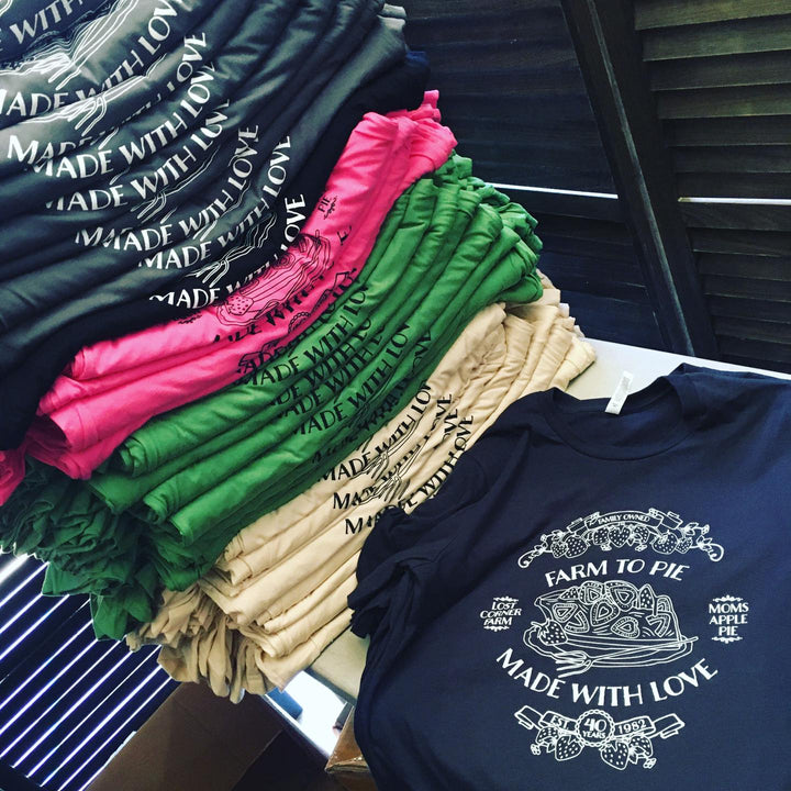 Finished Lost Corner Farm t-shirt, screen printed by RVA Threads