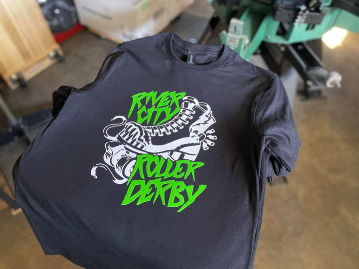 Finished River City Roller Derby t-shirt, screen printed by RVA Threads