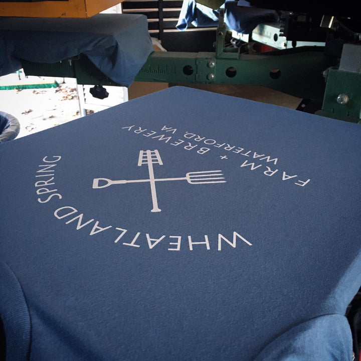 Finished Wheatland Spring t-shirt, screen printed by RVA Threads
