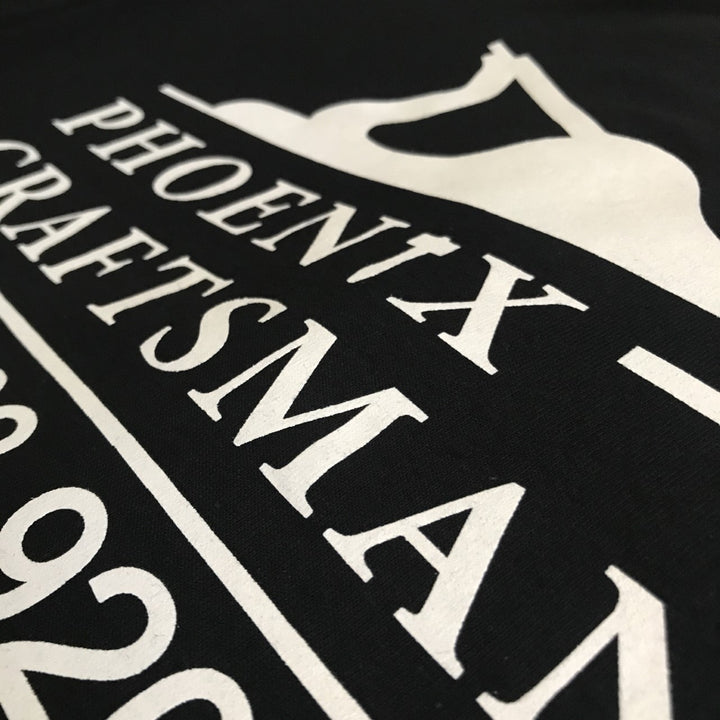 Finished Phoenix Craftsman t-shirt back print, screen printed by RVA Threads
